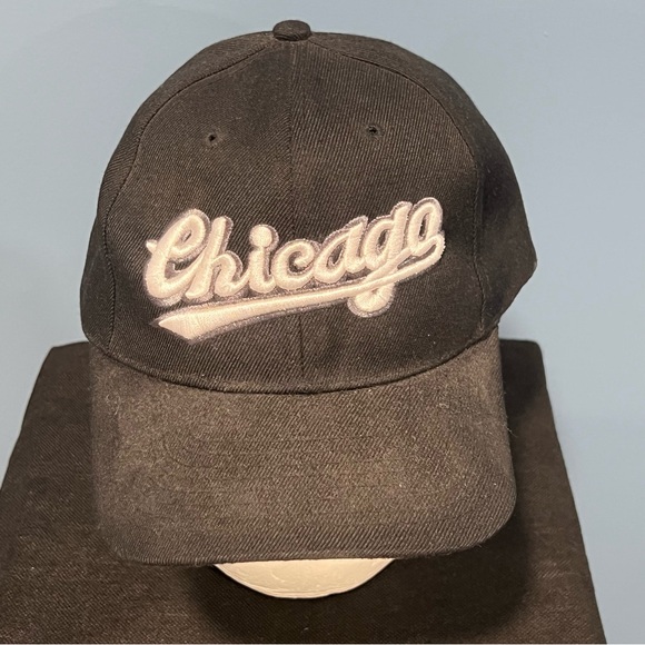 Vintage Chicago White Sox MLB Baseball Script Hat Adjustable Black Cap - Picture 2 of 9